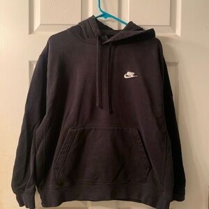 Nike Men's Black Hoodie with White Logo